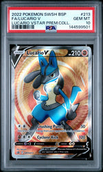 2022 Pokemon Sword and Shield Black Star Promo Lucario Vstar Premium Collection Lucario V #SWSH213 PSA 10