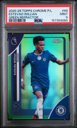 2025 Topps Chrome Premier League Green Refractor Estevao Willian #68 /99 PSA 9