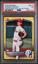 2025 Bowman Paper Prospects Yellow Pattern Andrew Painter #BP116 /75 PSA 7