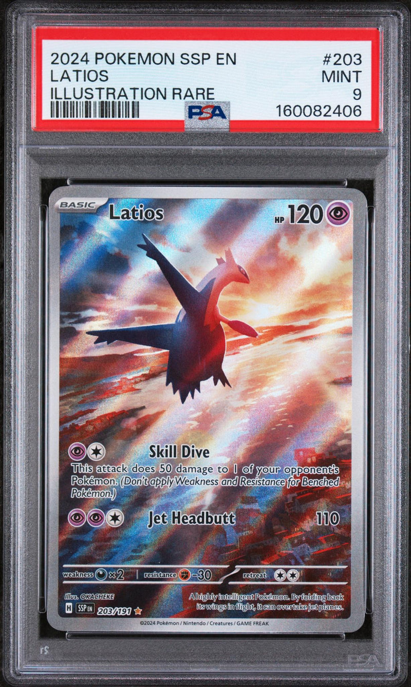 2024 Pokemon Scarlet and Violet Surging Sparks Illustration Rare Latios #203 PSA 9