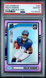 2024 Donruss Optic Rated Rookie Preview Pink Malik Nabers #383 PSA 10