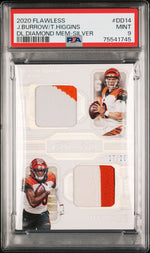 2020 Panini Flawless Dual Diamond Memorabilia Silver Joe Burrow/Tee Higgins #DD14 /20 PSA 9
