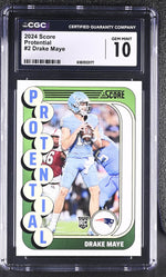2024 Score #2 Drake Maye Potential CGC 10