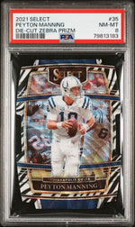 2021 Select Zebra Die Cut Prizm Peyton Manning #35 PSA 8