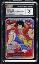 One Piece Card Game Premium Booster: The Best Monkey D. Luffy OP01-024 Super Rare CGC 8