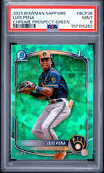 2025 Bowman Sapphire Edition Chrome Prospects Green Luis Pena #BCP38 /99 PSA 9