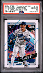 2024 Topps Cosmic Chrome White Hole Refractors Yoshinobu Yamamoto #125 PSA 10