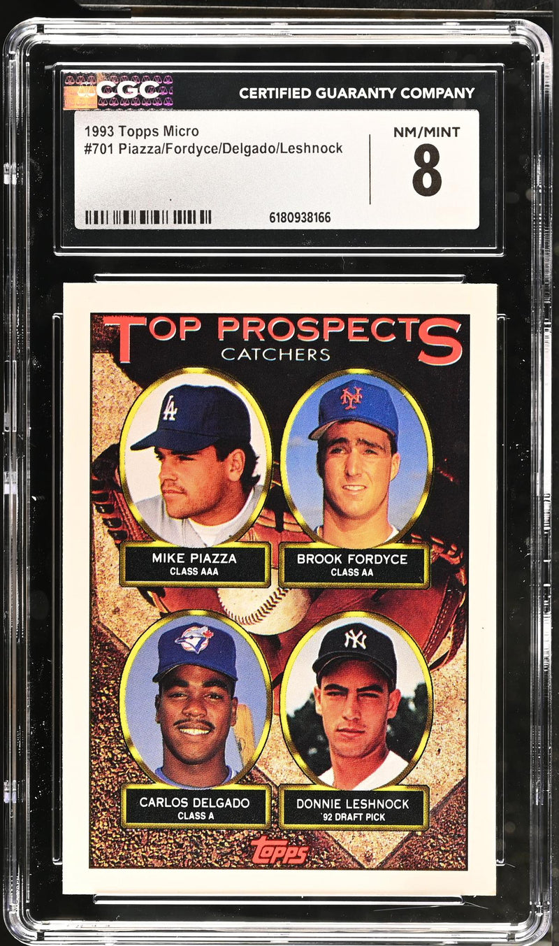 1993 Topps Micro Top Prospects Piazza/Fordyce/Delgado/Leshnock #701 CGC 8
