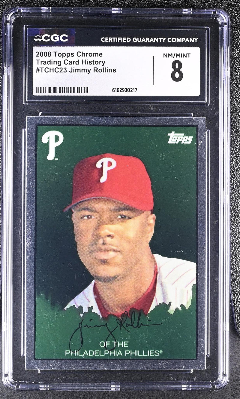 2008 Topps Chrome Trading Card History #TCHC23 Jimmy Rollins CGC 8