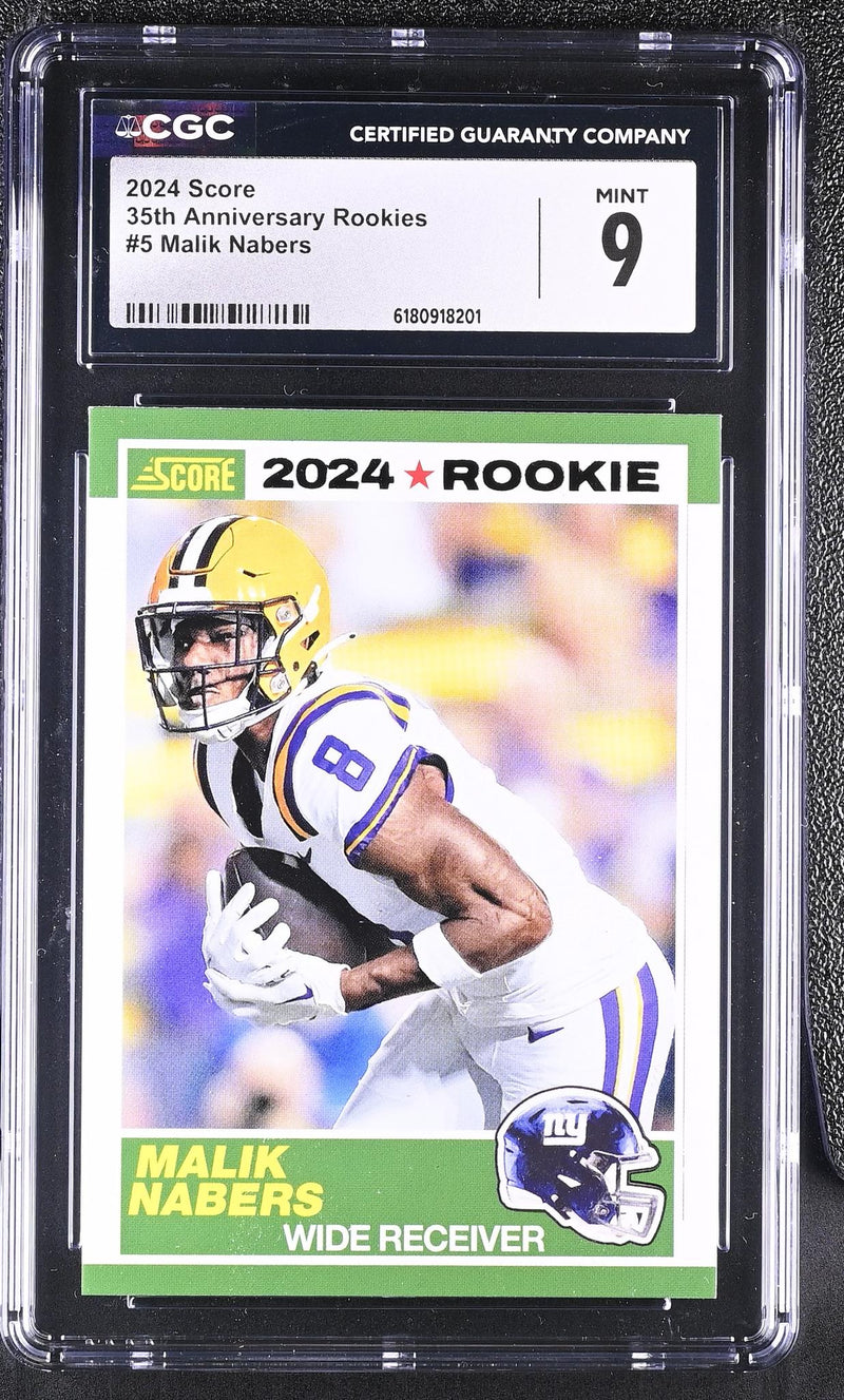2024 Panini Score Malik Nabers #5 Rookie 35th Anniversary Rookies CGC 9