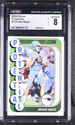 2024 Score Potential #2 Drake Maye Rookie CGC 8