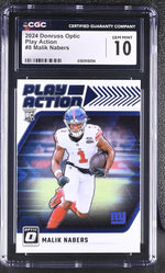 2024 Panini Donruss Optic Play Action Malik Nabers #8 Rookie CGC 10