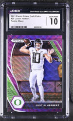 2021 Panini Prizm Draft Picks Justin Herbert #20 Purple Wave CGC 10