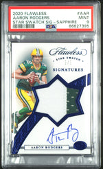 2020 Panini Flawless Star Swatch Signatures Sapphire Aaron Rodgers #AAR /3 /5 PSA 9