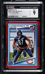 2025 Panini Donruss Luther Burden III #395 Rookie Press Proof Red CGC 9