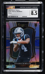 2025 Panini Select Tetairoa McMillan #144 Premier Level Silver RC CGC 8.5