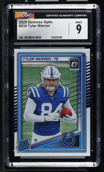2025 Donruss Optic Tyler Warren #234 Rated Rookie CGC 9