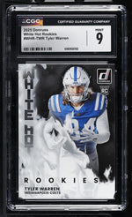 2025 Donruss White Hot Rookies Tyler Warren #WHR-TWR RC CGC 9