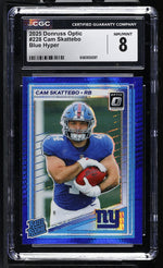 2025 Panini Donruss Optic Cam Skattebo #228 Rated Rookie Blue Hyper CGC 8