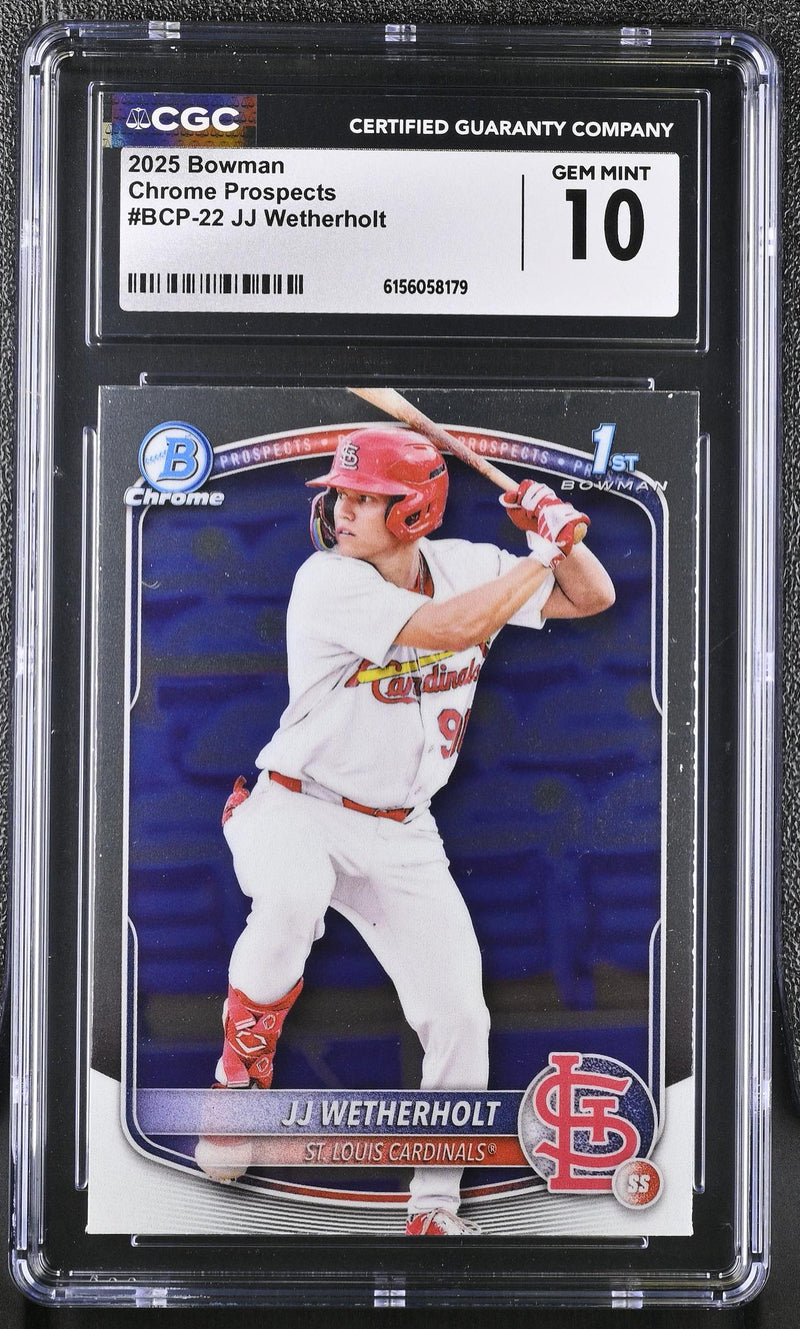 2025 Bowman Chrome Prospects JJ Wetherholt #BCP-22 1st Bowman CGC 10