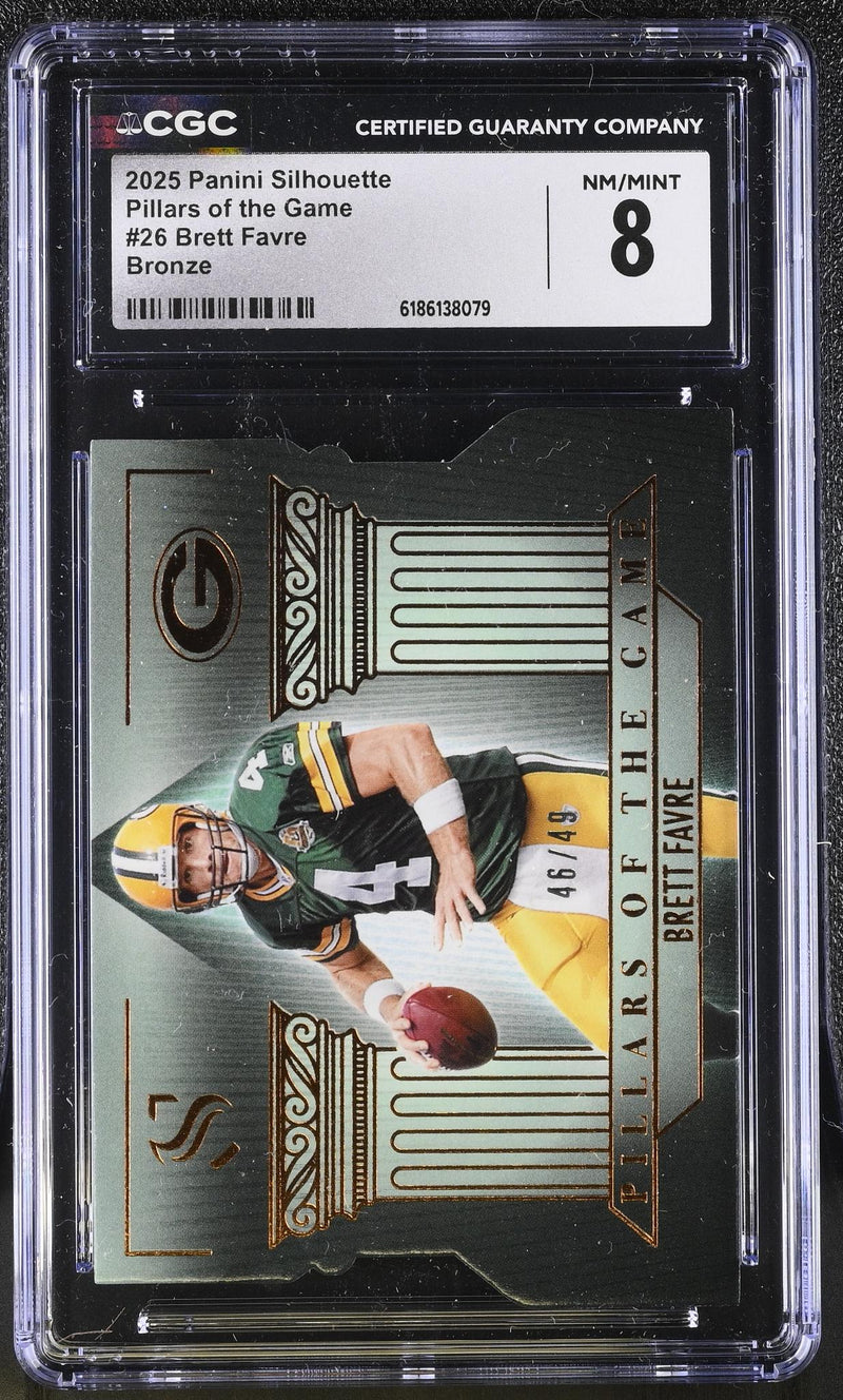 2025 Panini Silhouette Pillars of the Game Brett Favre #26 Bronze /49 CGC 8