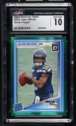 2025 Panini Donruss Optic Jalen Milroe #253 Green Hyper Rookie CGC 10