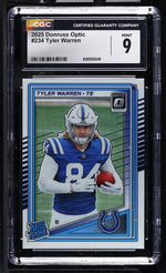 2025 Panini Donruss Optic Tyler Warren #234 Rated Rookie CGC 9