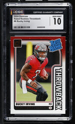 2024 Panini Donruss Bucky Irving #6 Rated Rookie Throwback CGC 10