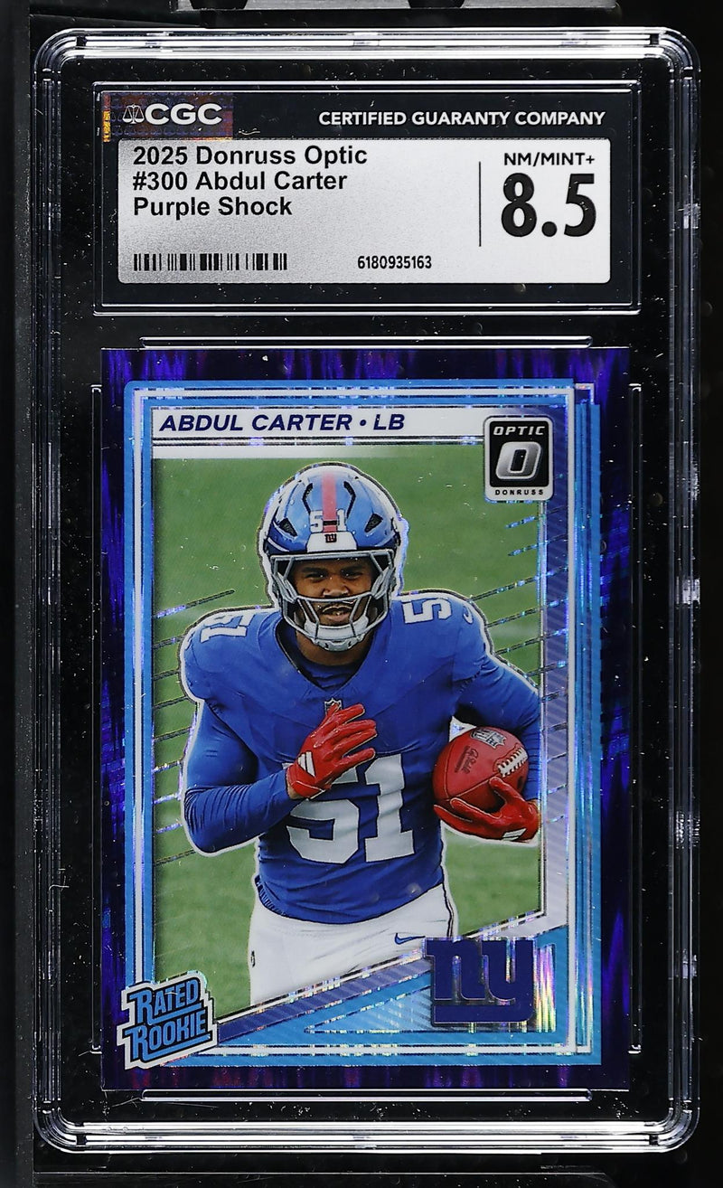 2025 Donruss Optic Abdul Carter #300 Purple Shock Rated Rookie CGC 8.5