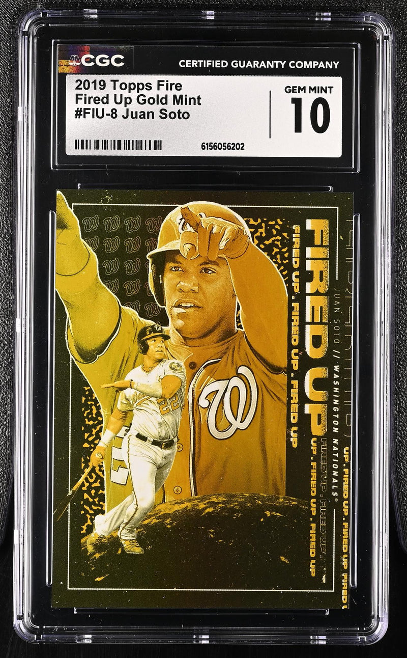2019 Topps Fire Fired Up Gold Mint #FIU-8 Juan Soto CGC 10