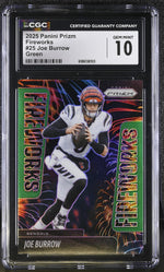 2025 Panini Prizm Fireworks Joe Burrow #25 Green CGC 10