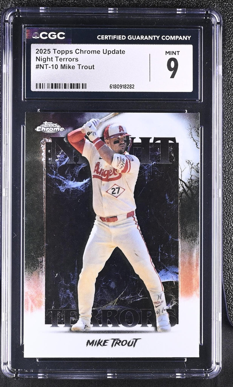 2025 Topps Chrome Update Mike Trout Night Terrors #NT-10 CGC 9