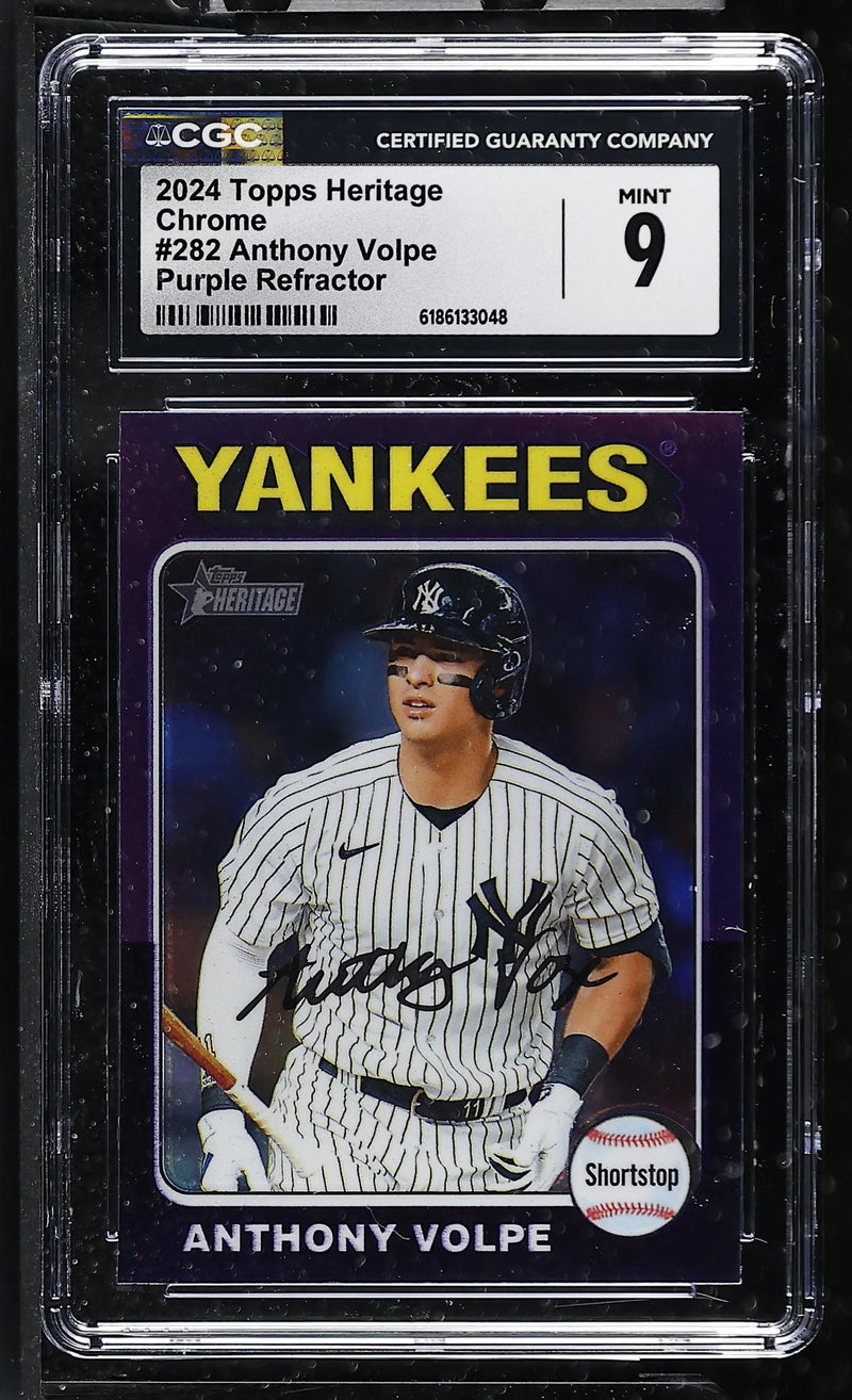2024 Topps Heritage Chrome Anthony Volpe #282 Purple Refractor CGC 9