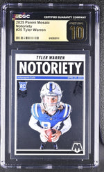 2025 Panini Mosaic Notoriety Tyler Warren #25 RC CGC Pristine 10