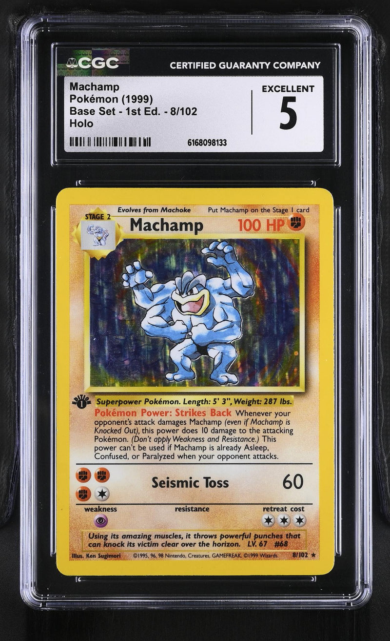 Pokemon Base Set Machamp Holo #8/102 1st Ed. CGC 5