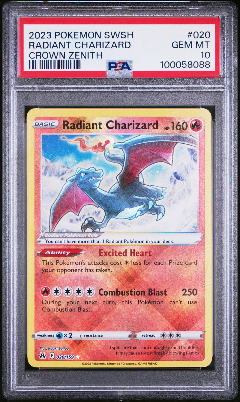 2023 Pokemon Sword and Shield Crown Zenith Radiant Charizard #020 PSA 10
