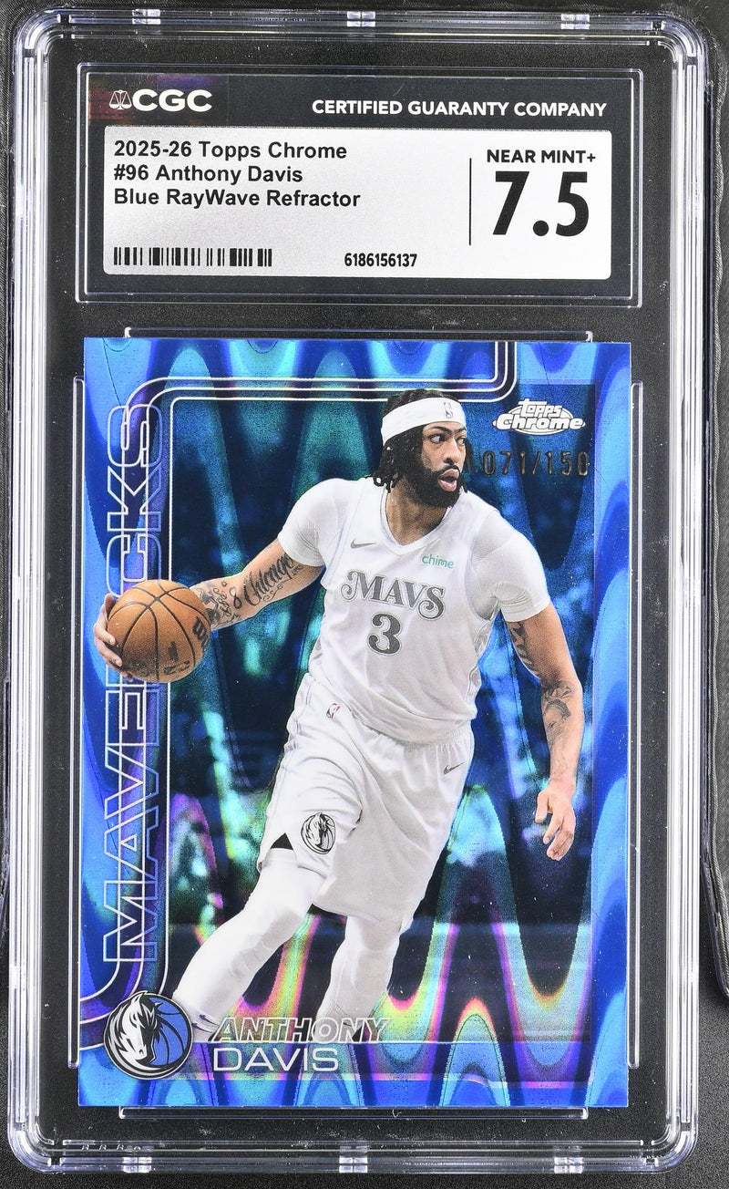 2025-26 Topps Chrome Anthony Davis #96 Blue RayWave Refractor /150 CGC 7.5