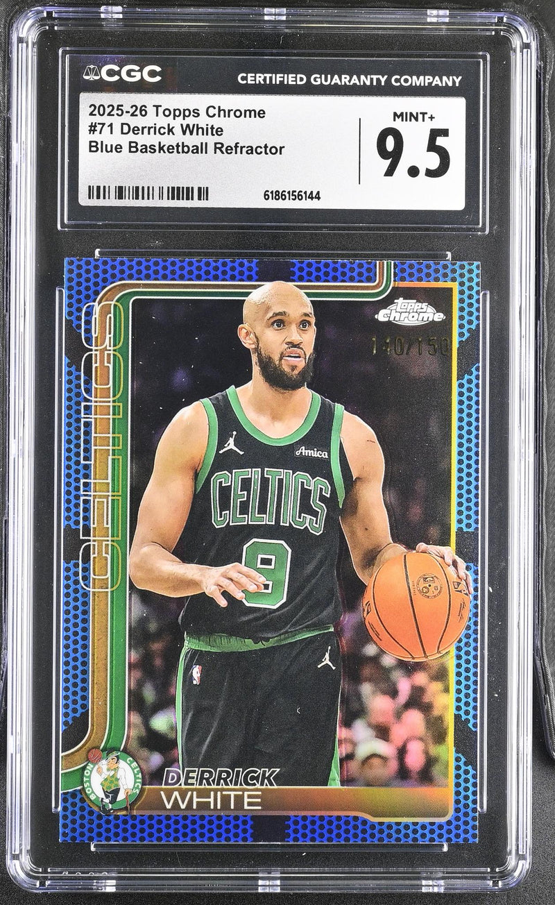 2025-26 Topps Chrome Derrick White #71 Blue Basketball Refractor /150 CGC 9.5
