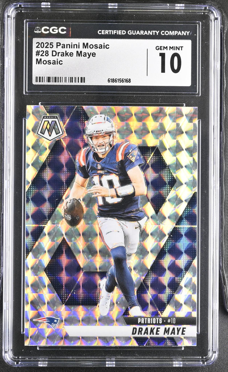 2025 Panini Mosaic Drake Maye #28 Mosaic Rookie Prizm CGC 10