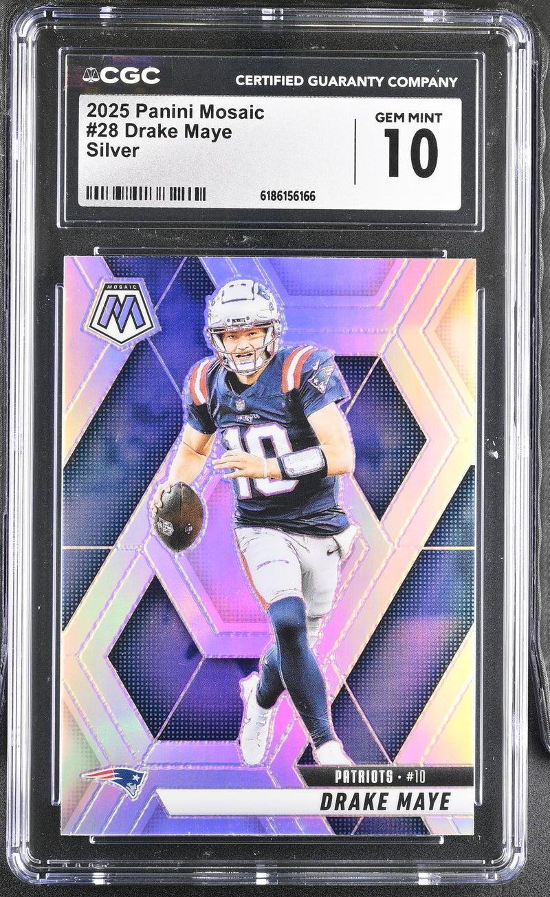 2025 Panini Mosaic Drake Maye #28 Silver Parallel Rookie CGC 10