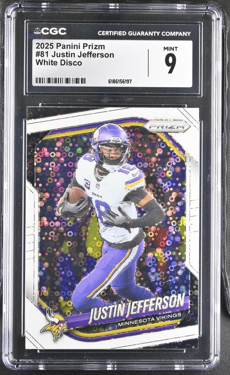 2025 Panini Prizm Justin Jefferson #81 White Disco CGC 9