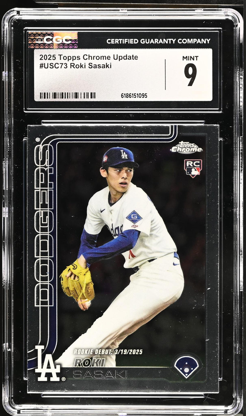 2025 Topps Chrome Update Roki Sasaki #USC73 Rookie Debut CGC 9