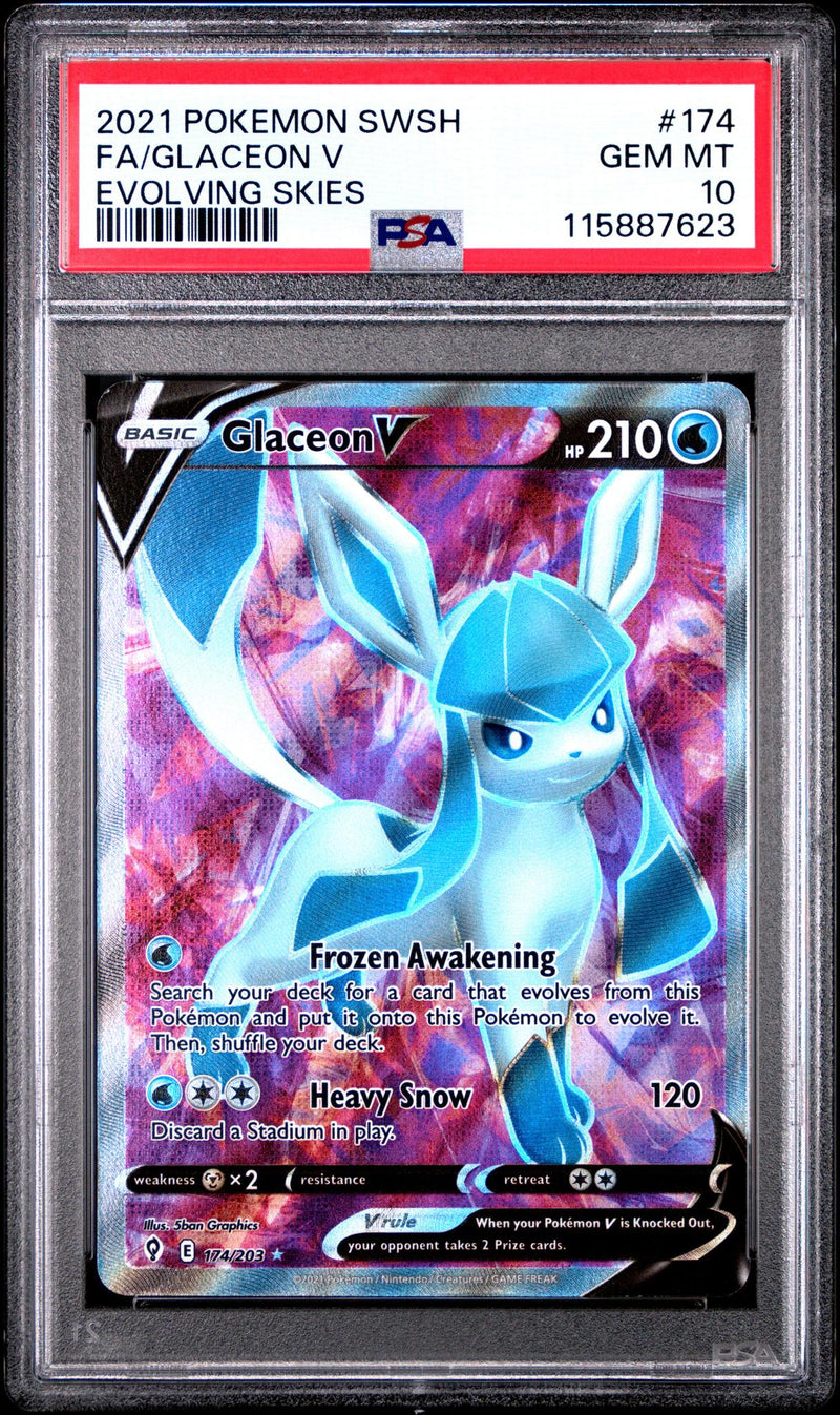 2021 Pokemon Sword and Shield Evolving Skies Glaceon V #174 PSA 10