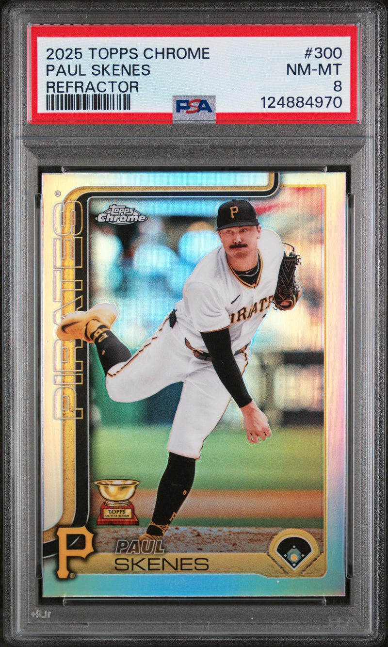 2025 Topps Chrome Refractor Paul Skenes #300 PSA 8
