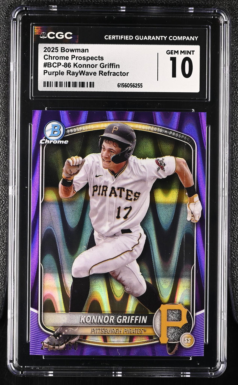 2025 Bowman Chrome Prospects Konnor Griffin #BCP-86 Purple RayWave CGC 10