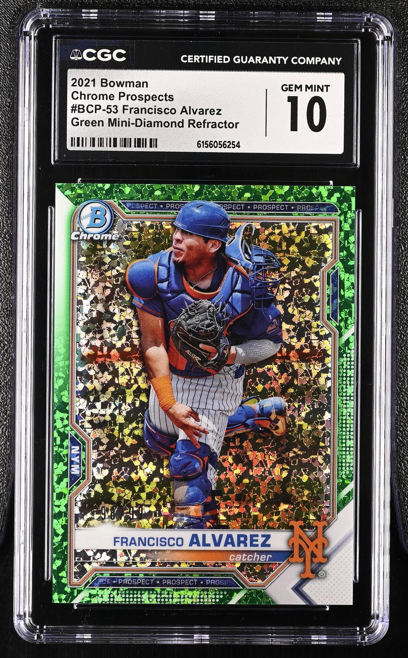 2021 Bowman Chrome Prospects Francisco Alvarez #BCP-53 Green Mini-Diamond Refractor /99 CGC 10