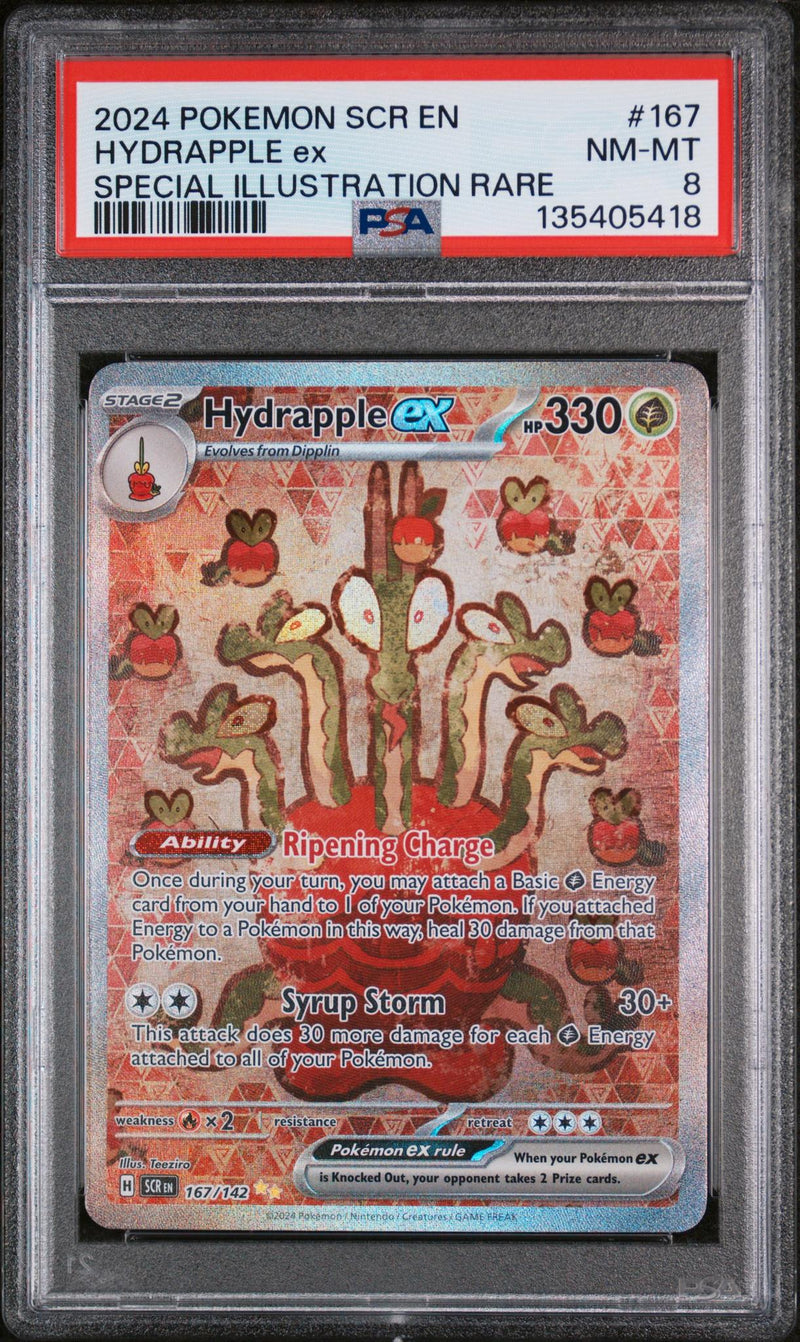 2024 Pokemon Scarlet and Violet Stellar Crown Special Illustraion Rare Hydrapple Ex #167 PSA 8