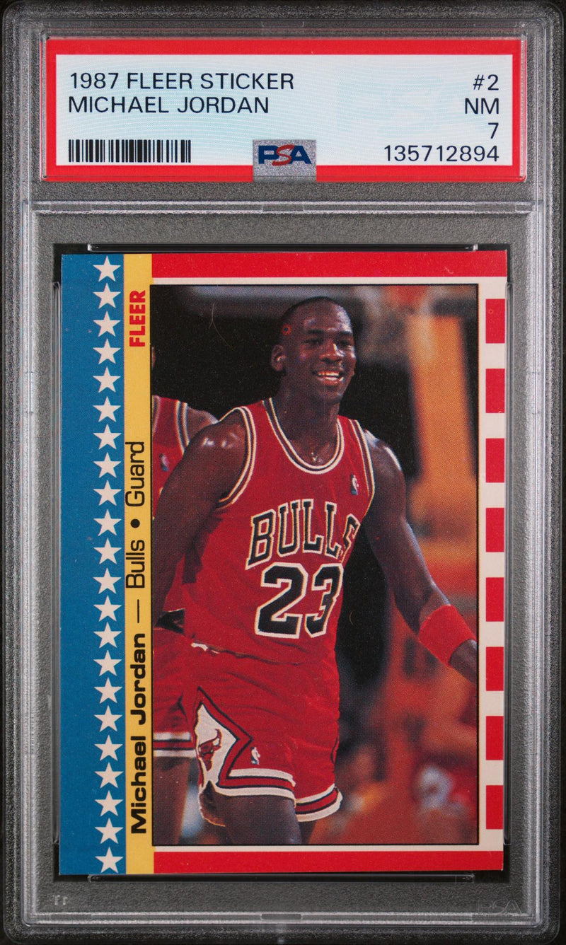 1987 Fleer Stickers Michael Jordan #2 PSA 7
