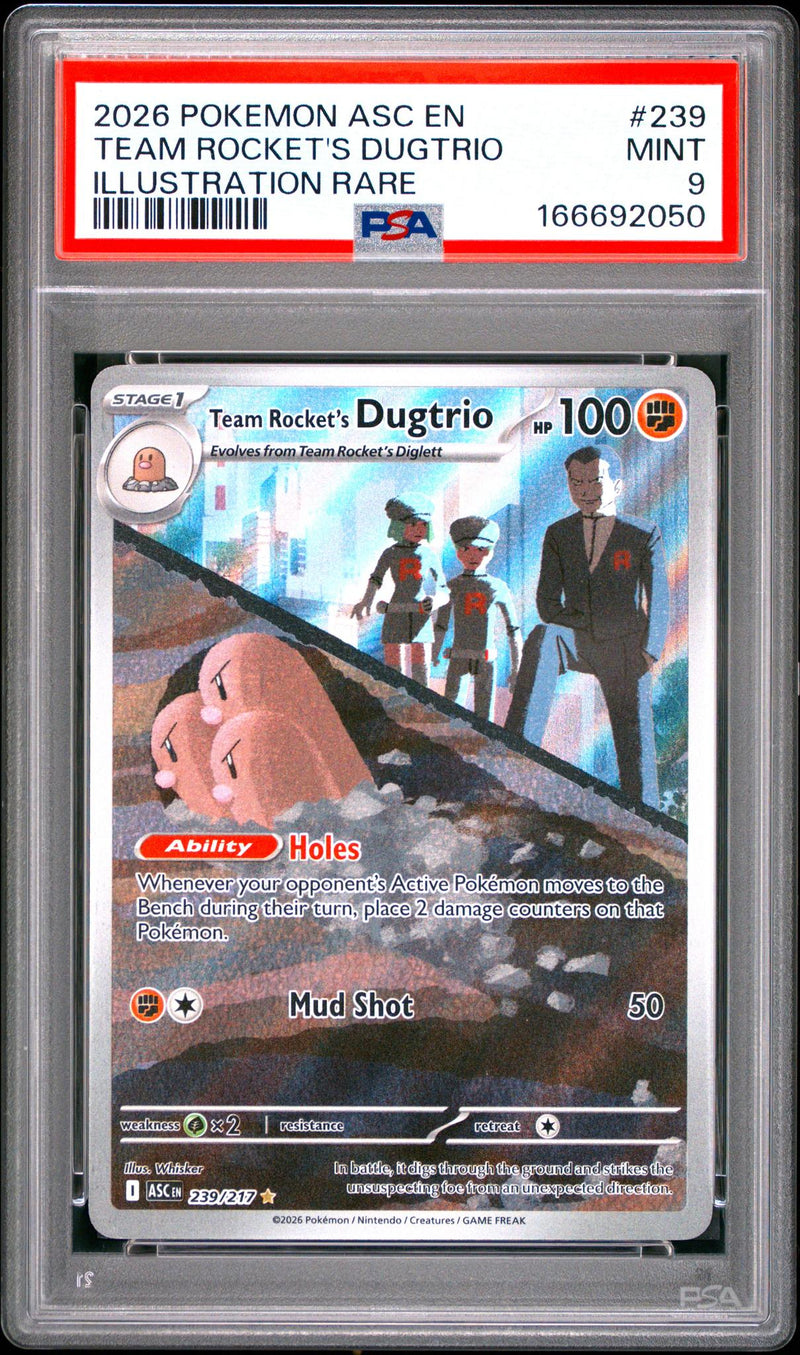 2026 Pokemon Mega Evolution Ascended Heroes Illustration Rare Team Rocket's Dugtrio #239 PSA 9