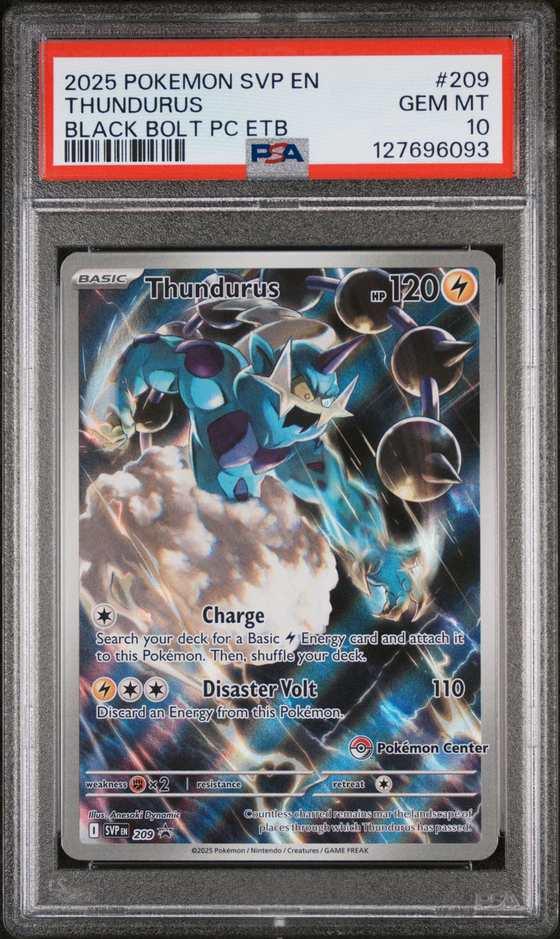 2025 Pokemon Scarlet and Violet Black Star Black Bolt Pokemon Center Elite Trainer Box Thundurus #209 PSA 10